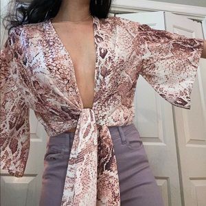 ADRIENNE front tie kimono sleeve top